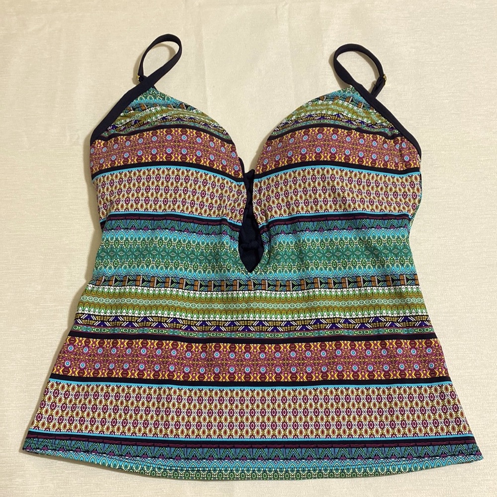 BLEU ROD BEATTIE Women's Plunge Push-Up Tankini Top Size 8
